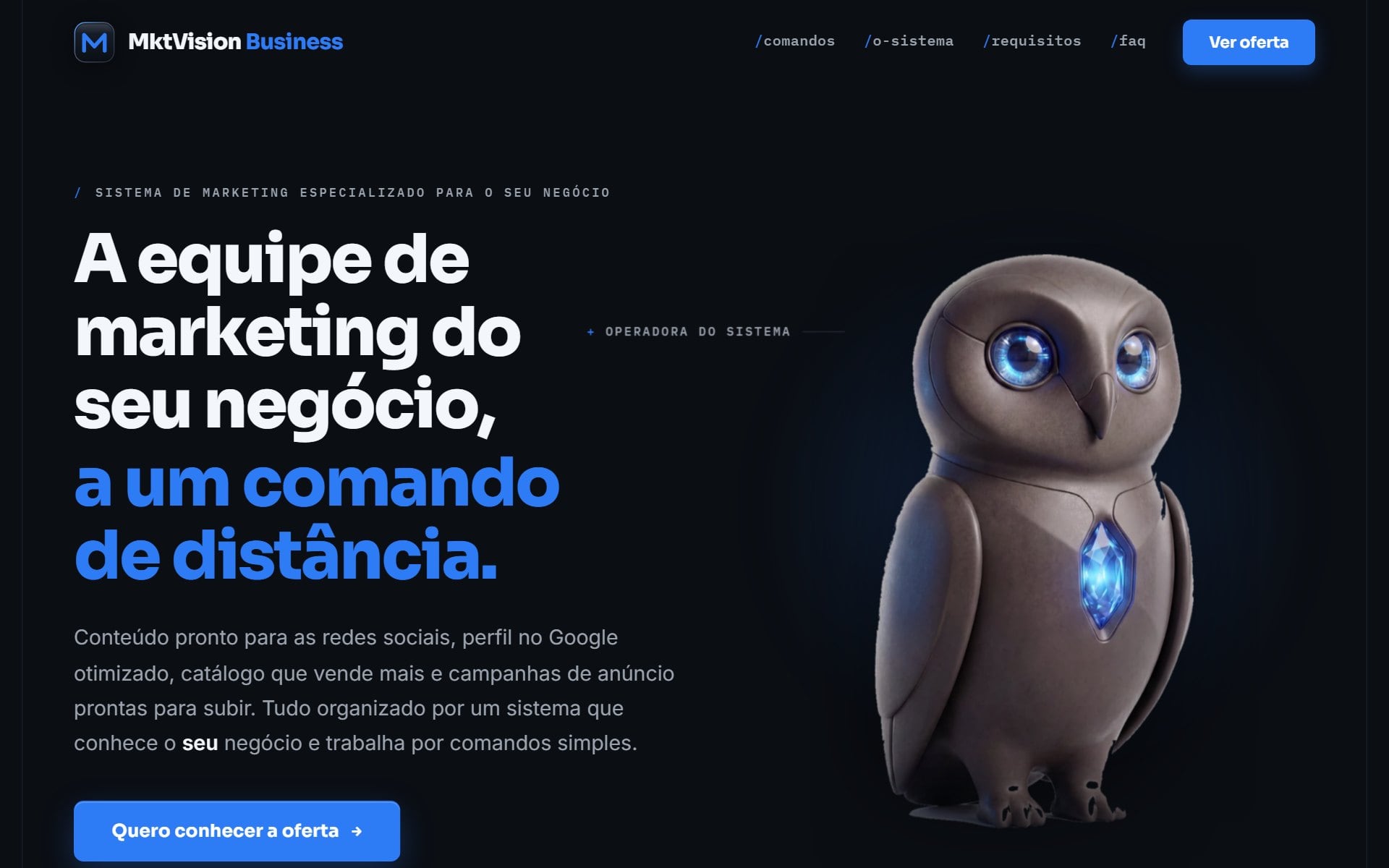 Página inicial do site do MktVision Business