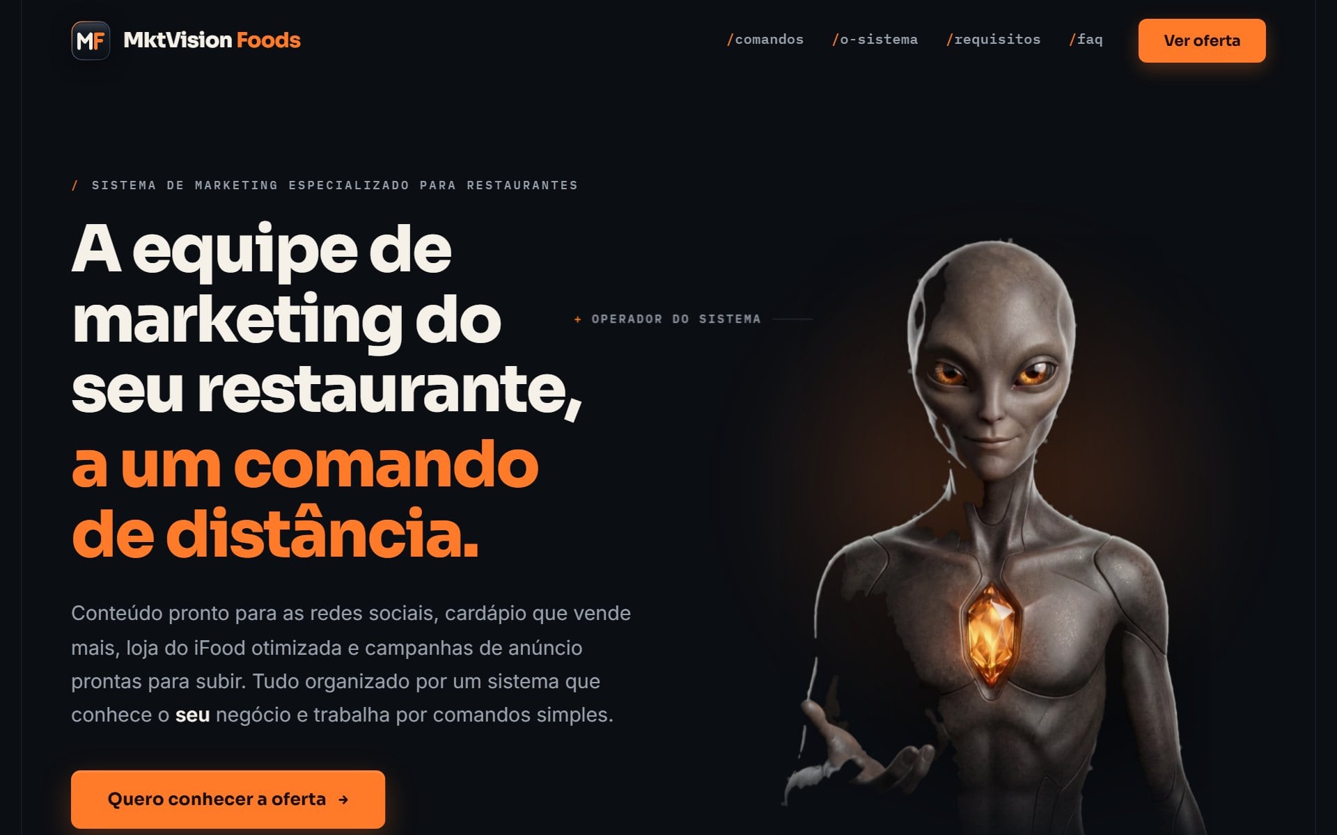 Página inicial do site do MktVision Foods